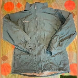 Columbia Vintage 90s Green Fleece Lined Nylon Jacket Coat Mens Medium Polyester